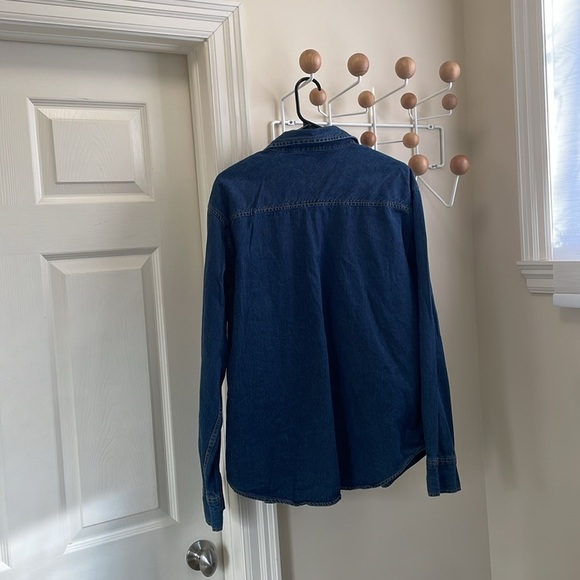 Levi Strauss - Chambray Pearl Snap Button Down Shirt - Navy - L - Picture 9 of 14